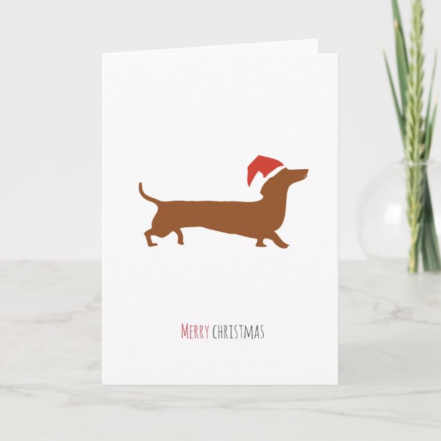 Cute Santa Dachshund julkort Helgkort (Framsida)