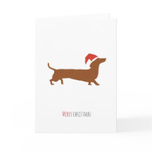 Cute Santa Dachshund julkort