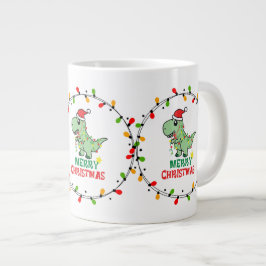 Cute Santa Dino Merry Christmas  Jumbo Mugg