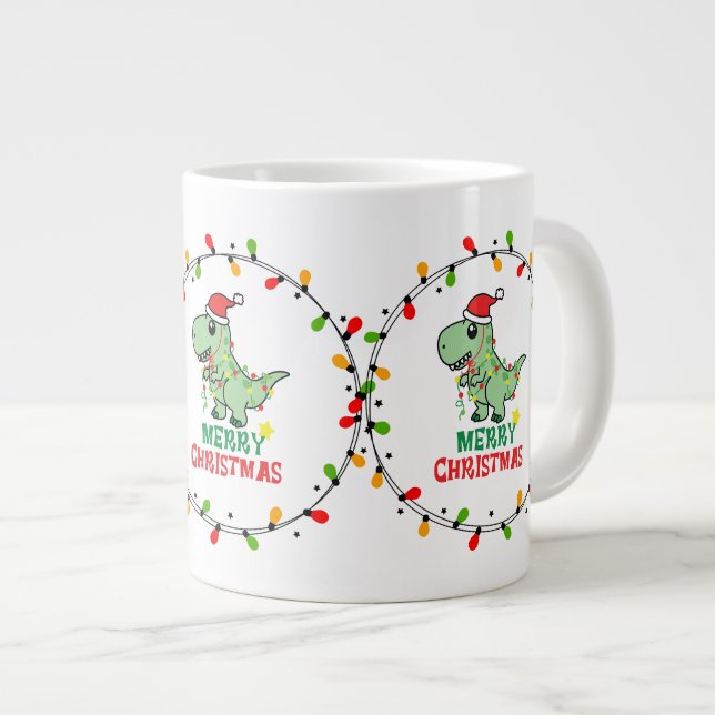 Cute Santa Dino Merry Christmas  Jumbo Mugg (Framsida höger)