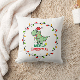 Cute Santa Dino Merry Christmas Kudde
