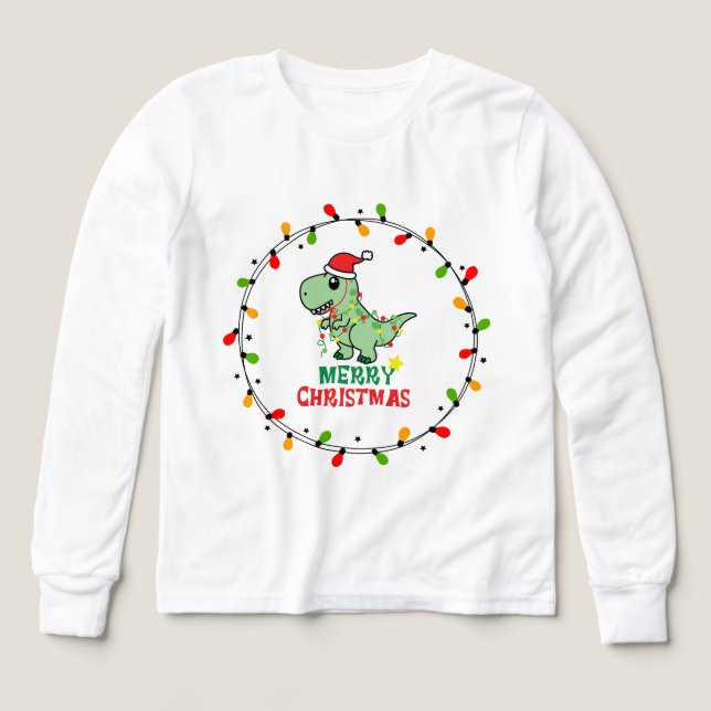 Cute Santa Dino Merry Christmas T Shirt (Design framsida)