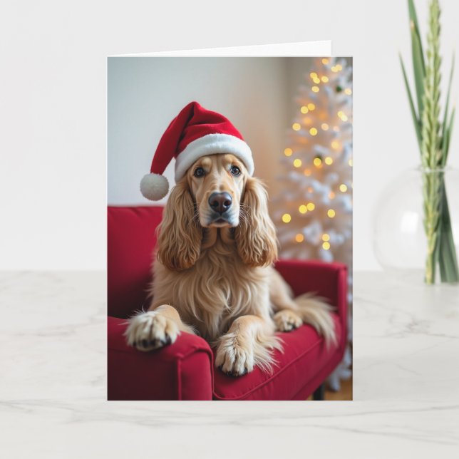 Cute Santa Dog Holiday Card Kort (Framsida)