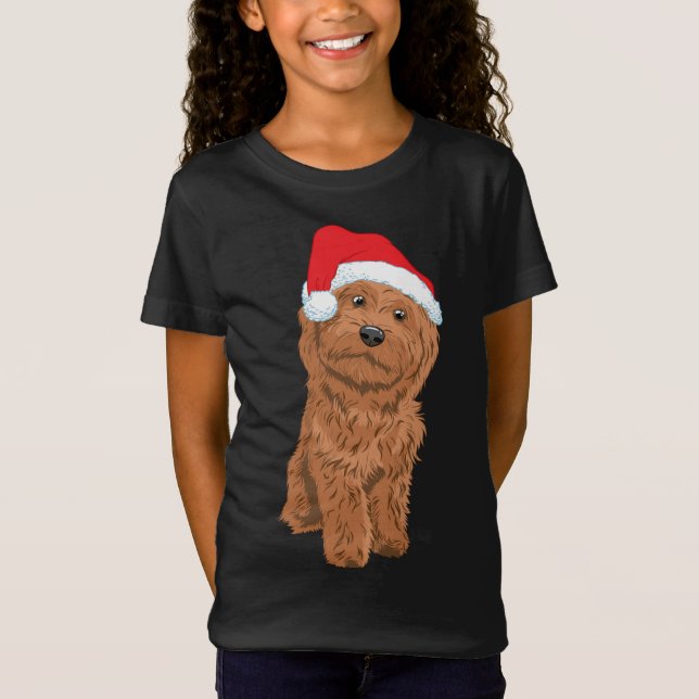 Cute Santa Doodle Hund jul T Shirt (Framsida)