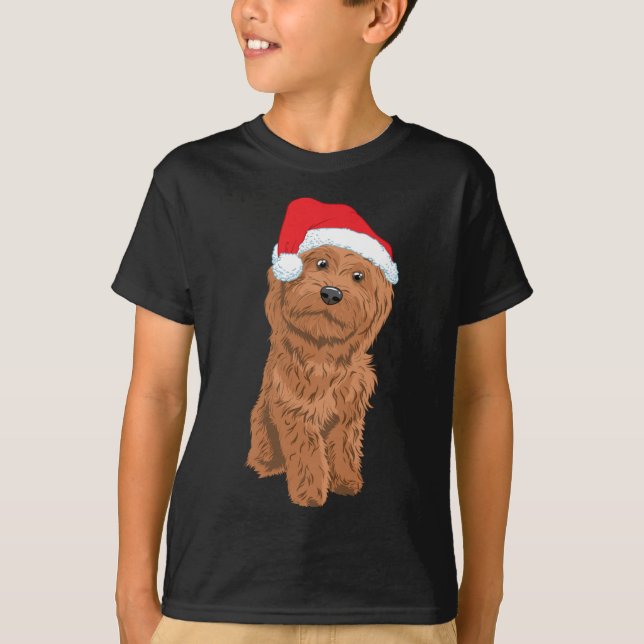 Cute Santa Doodle Hund jul T Shirt (Framsida)