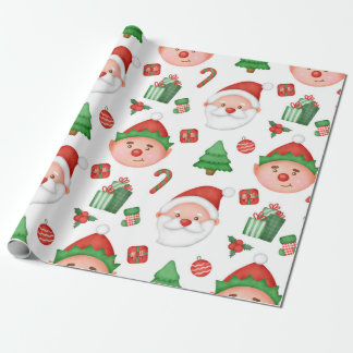 Cute Santa/Elf Wrapping Papper Presentpapper