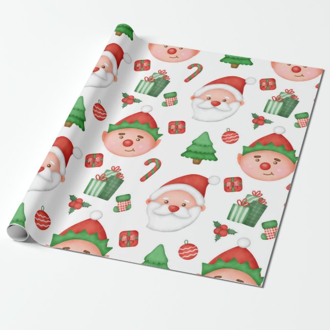 Cute Santa/Elf Wrapping Papper Presentpapper (Utrullad)