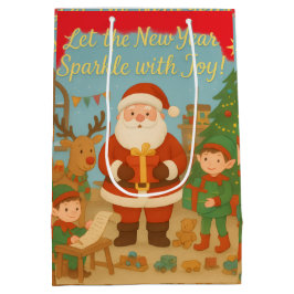 Cute Santa & Elves New Year Holiday Card