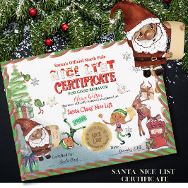 Cute Santa Elves Official Nice List Certificate Inbjudningar