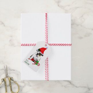 Cute Santa English Bulldog Juletiketters Presentetikett