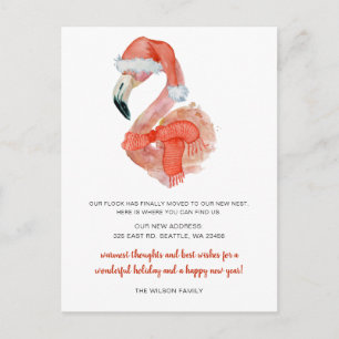 Cute Santa Flamingo Vi har flyttat Helgdag Flytta Vykort