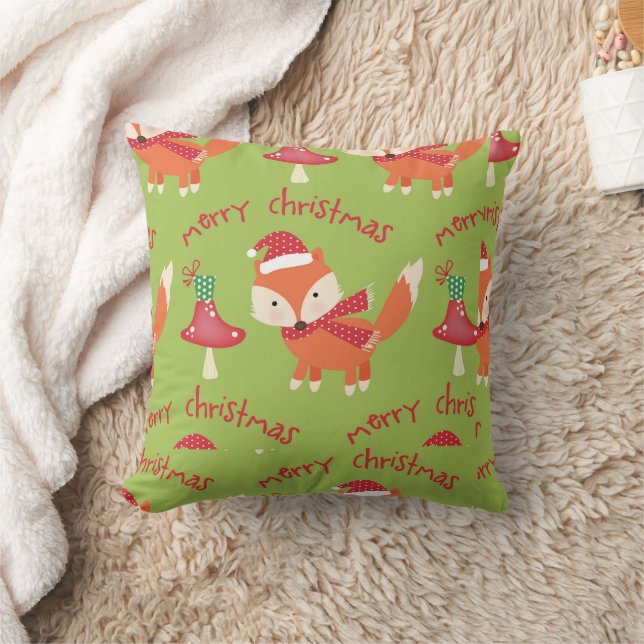 Cute Santa Fox God jul Kudde (Filt)