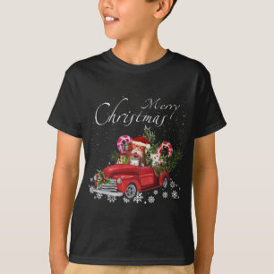 Cute Santa Fox Terrier Riding Red Lastbil Merry Ch T Shirt