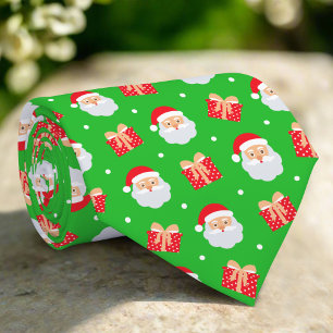 Cute Santa Gift Snö på Grönten - bakgrund Slips