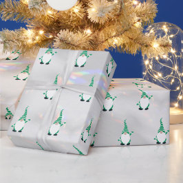 Cute Santa Gnome Grönt Mönster Sparkly White Coola Presentpapper