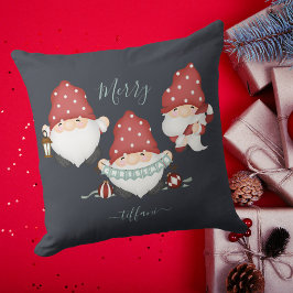 Cute Santa Gnomes God jul Anpassningsbar Navy Kudde