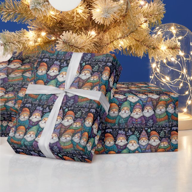 Cute Santa Gnomes Presentpapper (Helgdagar)