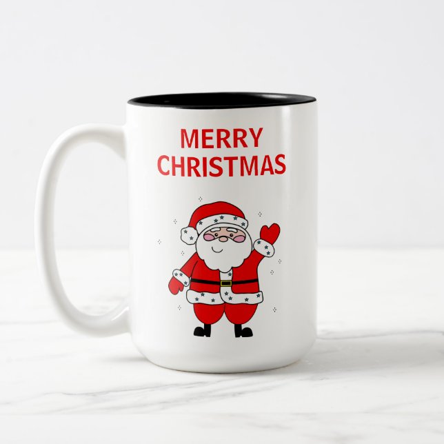 Cute Santa God jul 2-tonkaffe Mugg (Vänster)