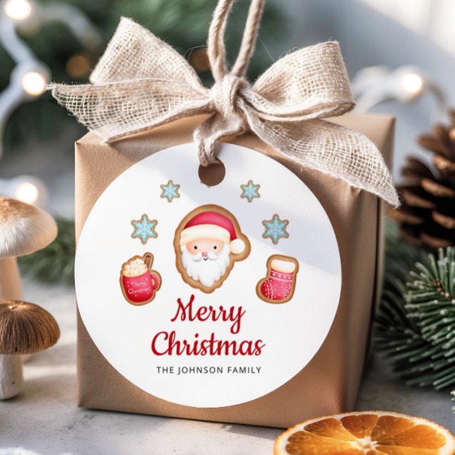 Cute Santa God jul Gåvor Etiketter (Cute Santa Merry Christmas Favor Tags)