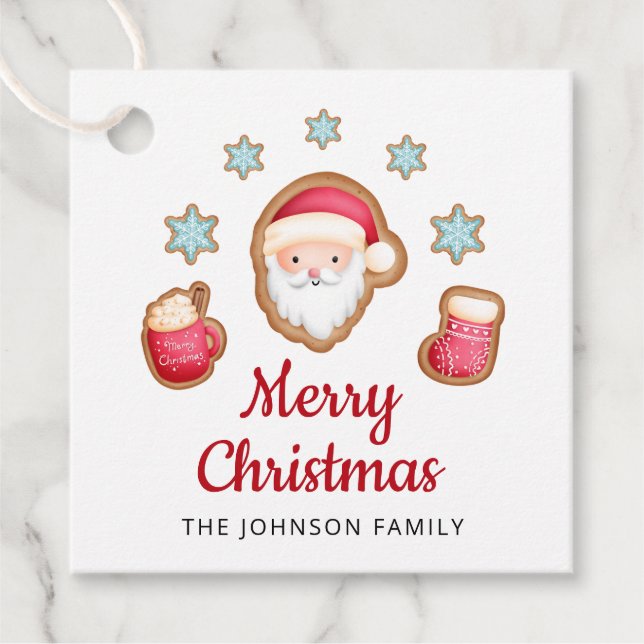 Cute Santa God jul Gåvor Etiketter (Framsida)