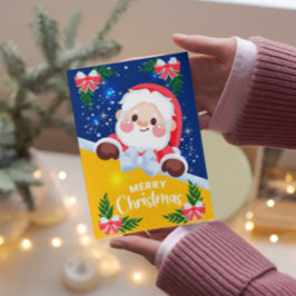 Cute Santa God jul Helgdag-kort Julkort