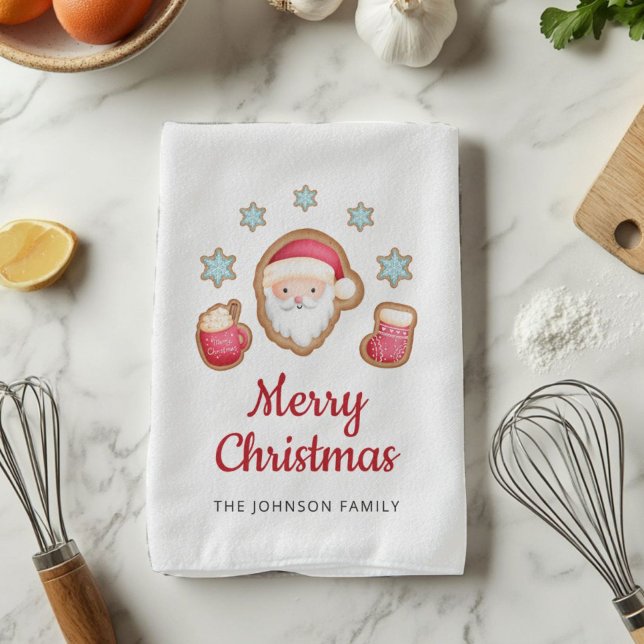 Cute Santa God jul Kökshandduk (Cute Santa Merry Christmas Kitchen Towel)