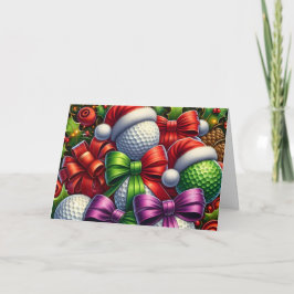 Cute Santa Golf Balls Christmas Holiday Card Helgkort