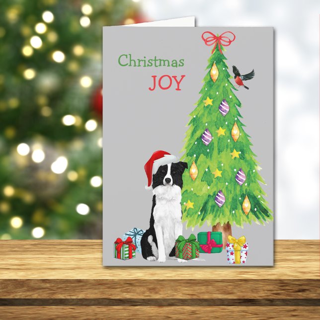 Cute Santa Gräns Collie och Julgran Holida Helgkort (Skapare uppladdad)