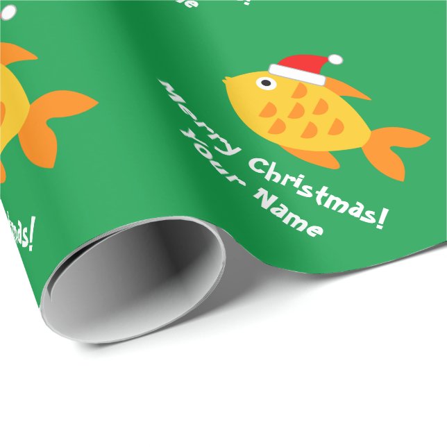Cute Santa guldfisks barn julomslag papprare Presentpapper (Rullad Hörn)