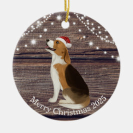 Cute Santa Hat Beagle-jul Julgransprydnad Keramik