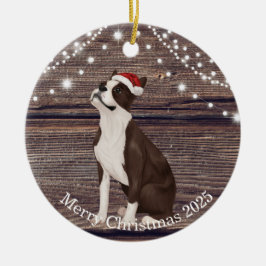 Cute Santa Hat Boston Terrier-jul Julgransprydnad Keramik
