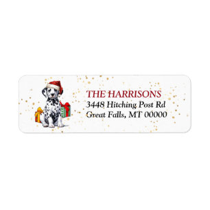 Cute Santa Hat Dalmatian Puppy-gåvor Returadress Etikett