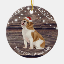 Cute Santa Hat English Bulldog jul Julgransprydnad Keramik