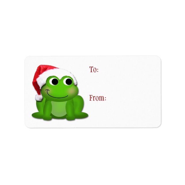 Cute Santa Hat Froggy - julmärkena Adressetikett (Framsidan)