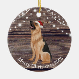 Cute Santa Hat German Shepherd jul Julgransprydnad Keramik