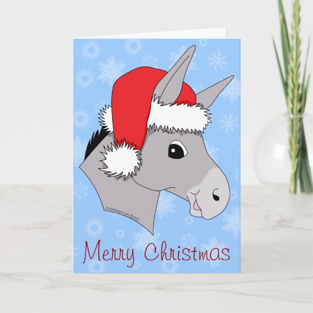 Cute Santa Hat jul Donkey Helgkort (Framsida)