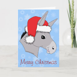 Cute Santa Hat jul Donkey Helgkort