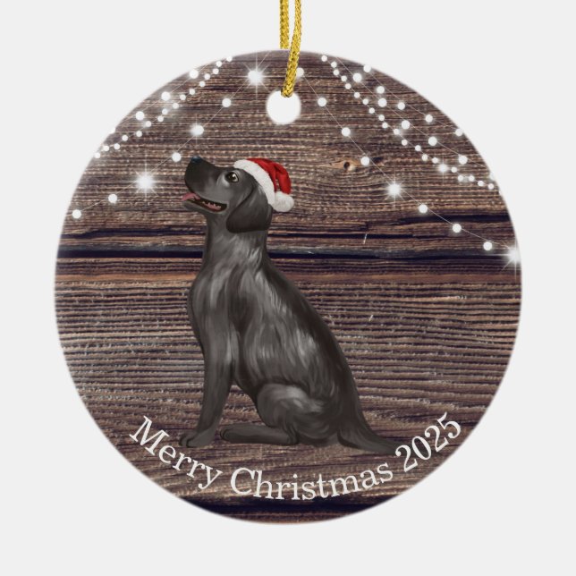Cute Santa Hat Labrador jul Ceramic Julgransprydnad Keramik (Framsidan)
