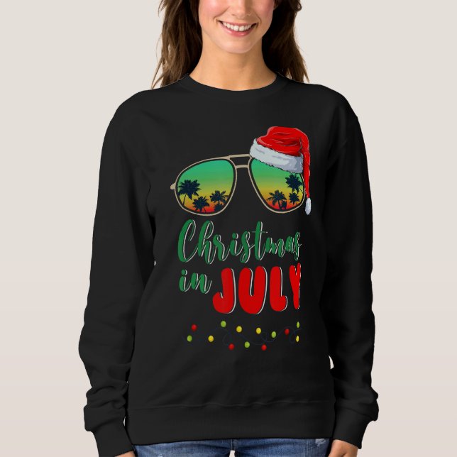 Cute Santa Hat Sunglasses Summer Vacation Christma T Shirt (Framsida)