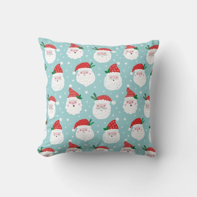 Cute Santa head på mynta Kudde (Framsida)