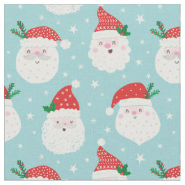 Cute Santa Headon Light Blue Tyg