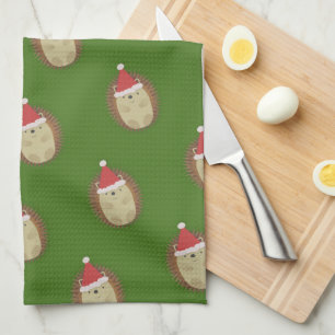 Cute Santa Hedgehog Kökshandduk