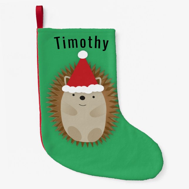 Cute Santa Hedgehog Liten Julstrumpa (Framsidan)