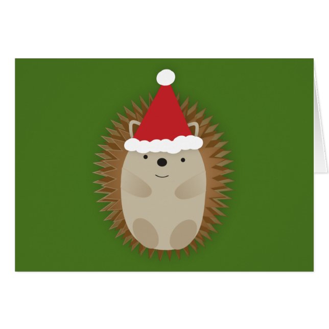 Cute Santa Hedgehog OBS Kort (Framsidan Horizontal)