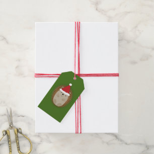 Cute Santa Hedgehog Presentetikett