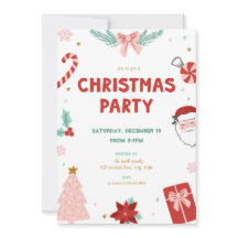 Cute Santa Holiday Kid Christmas Party Invitations
