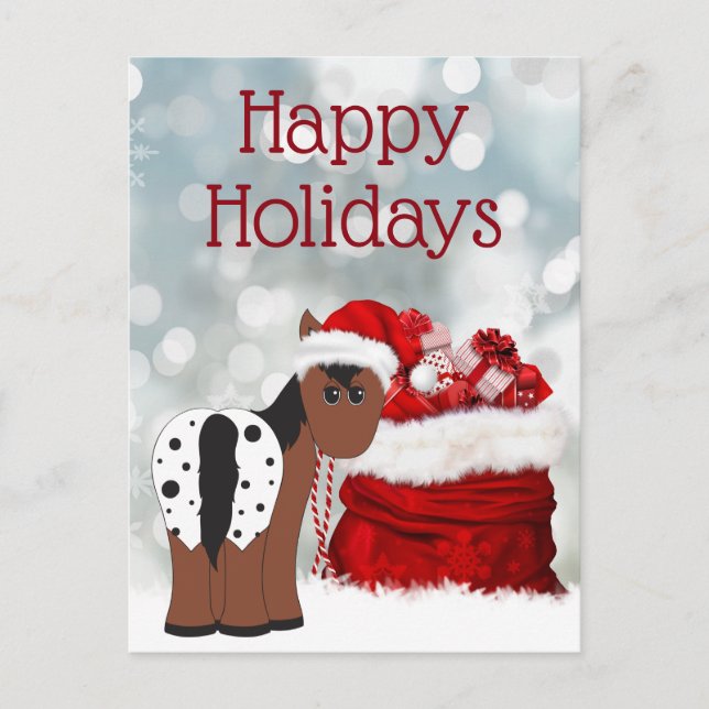 Cute Santa Horse n Gifts Glad helg jul Vykort (Framsida)