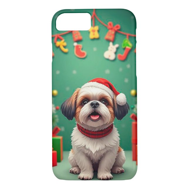 Cute Santa hund Case-Mate iPhone Skal (Baksida)