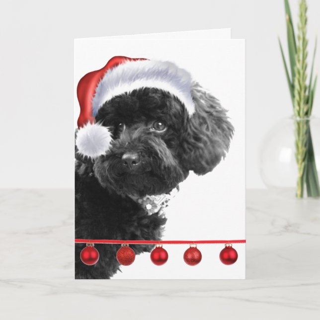 Cute Santa Hund l-Helgdag hälsningskort för Anpass Helgkort (Framsida)