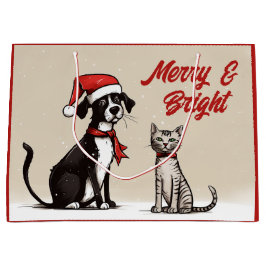 Cute Santa Hund och Cat Merry och Bright jul